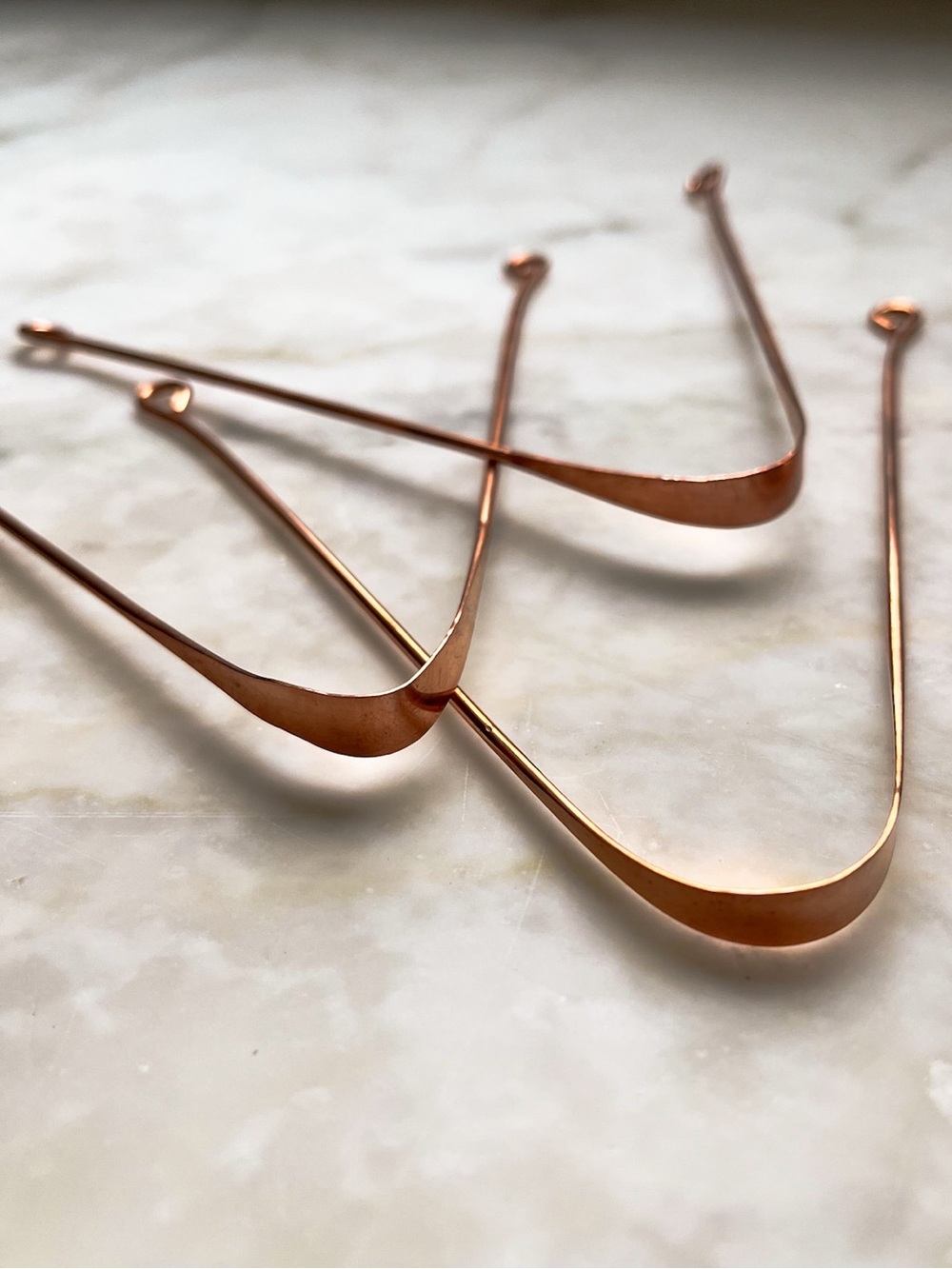 Set of Three Copper Tongue Scrapers · Dinacharya · Handmade · Living Ritual